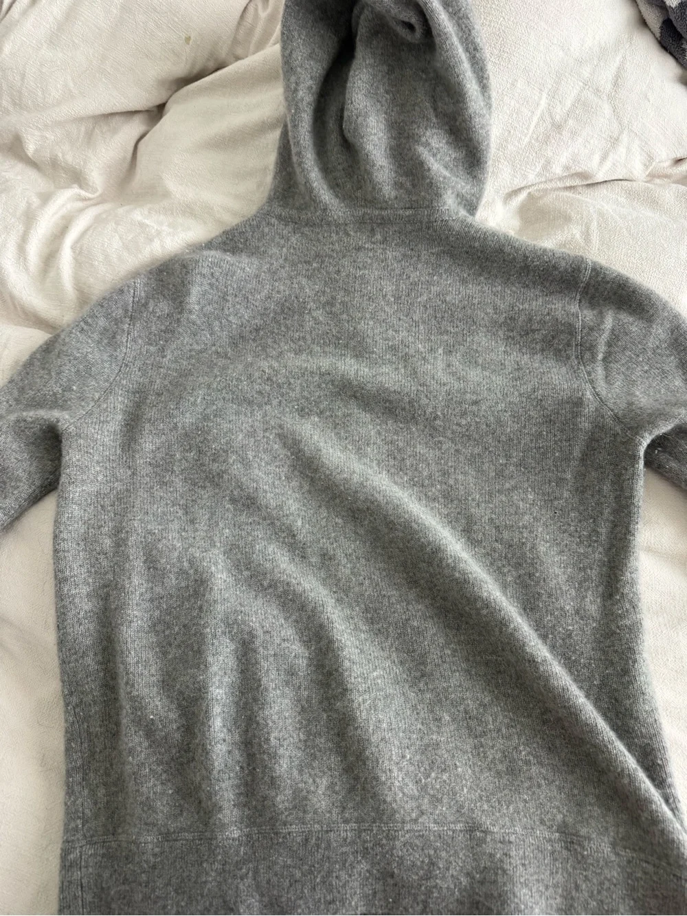 J. Crew Gray Zip-Up Hooded Cashmere Sweater